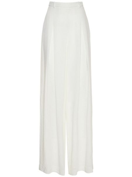 Pantaloni cu talie înaltă de in cu croială lejeră Michael Kors Collection alb