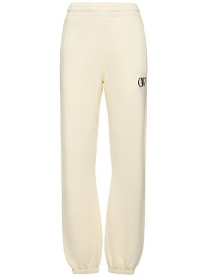 Памучни спортни панталони Off-white бежово