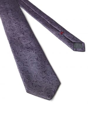 Jedwabny krawat z nadrukiem z wzorem paisley Brunello Cucinelli fioletowy