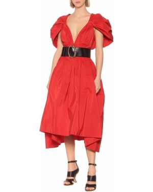 Sukienka midi plisowana Alexander Mcqueen czerwona