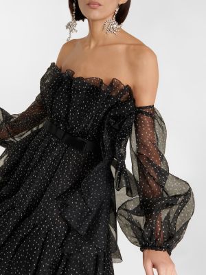 Pikčasta svilena mini obleka Giambattista Valli črna