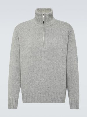 Кашмирен пуловер с цип Allude сиво