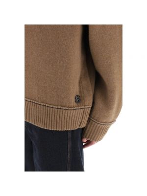 Jersey con botones de cachemir de algodón Sacai marrón