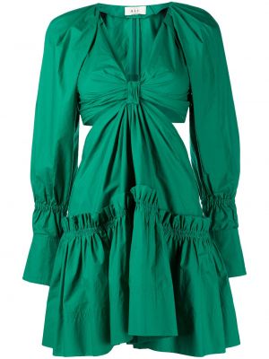 Sukienka mini na zamek bawełniane z dekoltem w serek A.l.c. - zielony