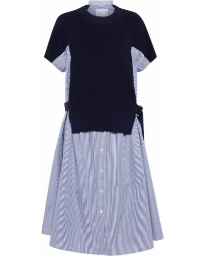 Pamučna midi haljina Sacai plava