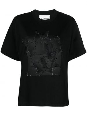 Памучна тениска с принт Iceberg черно