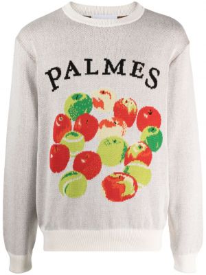 Памучен пуловер Palmes бяло