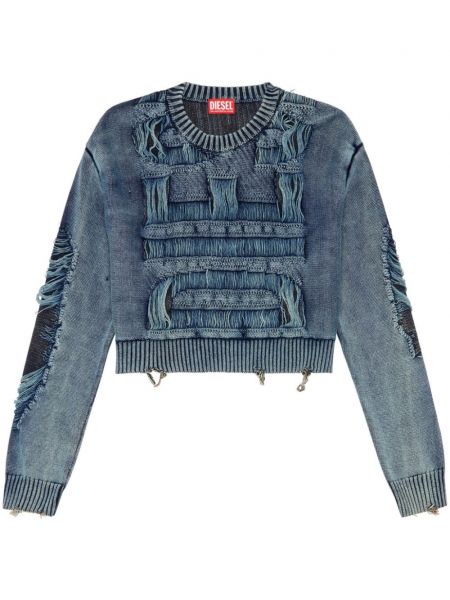 Pamučni džemper Diesel plava
