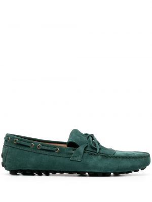 Pantofi loafer cu șireturi din piele de căprioară din dantelă Doucal's verde