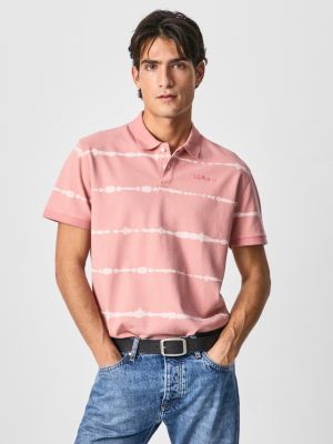 Polo majica s črtami Pepe Jeans roza