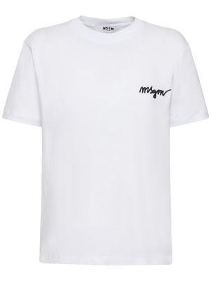 Camiseta de algodón de tela jersey Msgm blanco