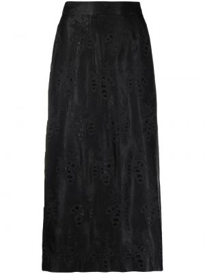 Midi sukně s výšivkou s vysokým pasem Moschino Pre-owned - černá