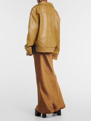 Oversized kožená bunda z ekologickej kože Norma Kamali béžová