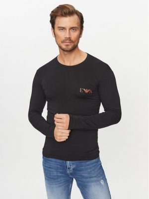Majica z dolgimi rokavi z dolgimi rokavi Emporio Armani Underwear črna