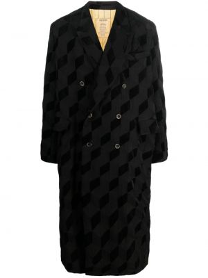 Kockovaný kabát s vzorom argyle Uma Wang čierna