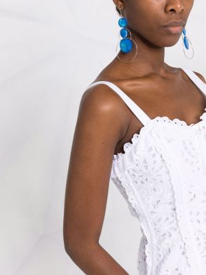 Krajkové květinové šněrovací mini šaty Dolce & Gabbana bílé