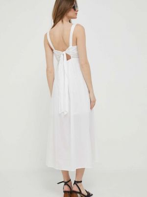 Bavlněné midi šaty Sisley bílé