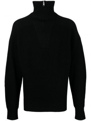 Vilnas džemperis ar rāvējslēdzēju merino Marant melns