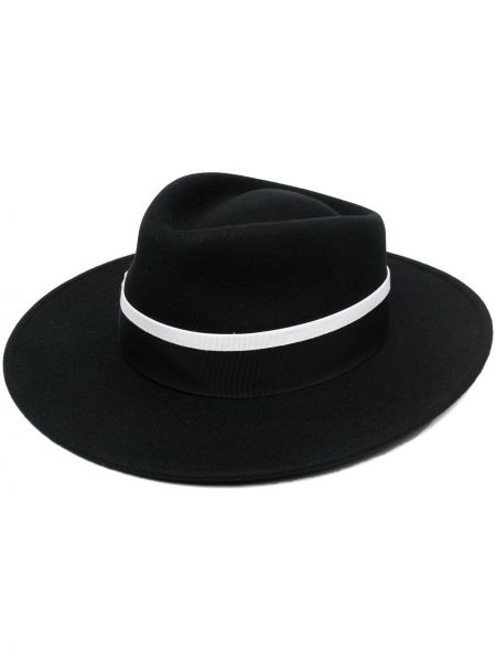 Borsalino ribbon-band merino hat - Noir