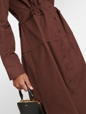 Robe mi-longue en coton Jil Sander marron