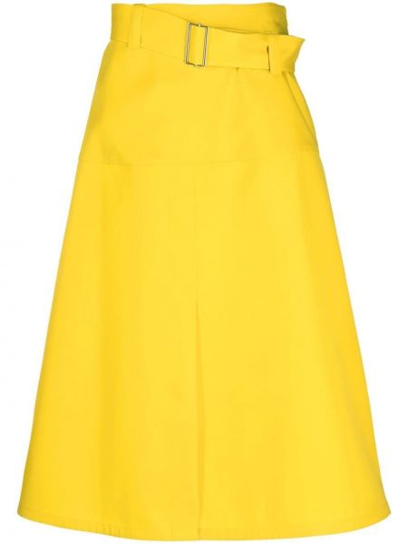 Vlněné midi sukně Jil Sander žluté
