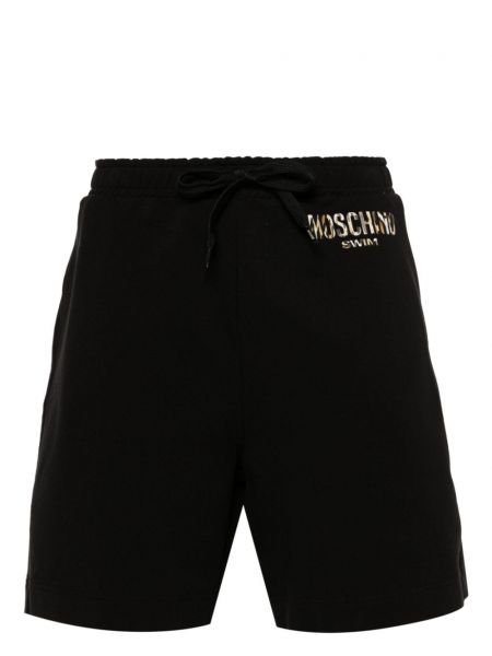 Pamučne kratke hlače s printom Moschino crna