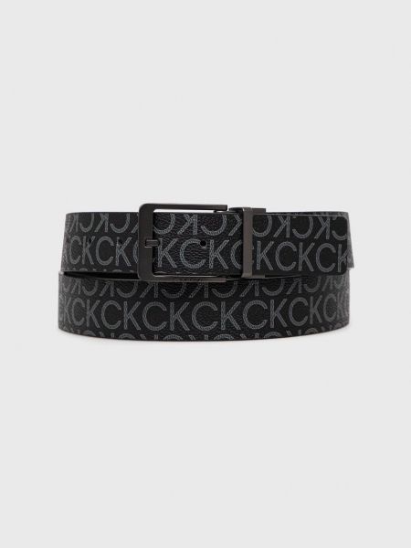 Kožené pásek s páskem Calvin Klein - černá