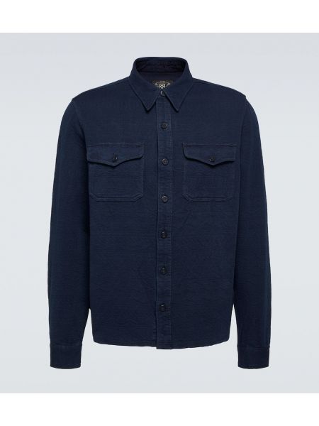 Camisa de algodón de tejido jacquard Rrl azul