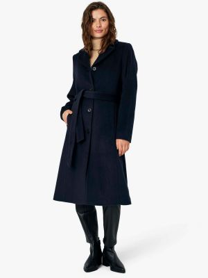 Длинное полушерстяное пальто Cecilia Noa Noa, темно-синий пиджак