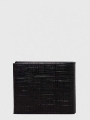 Bőr kockás pénztárca Calvin Klein fekete
