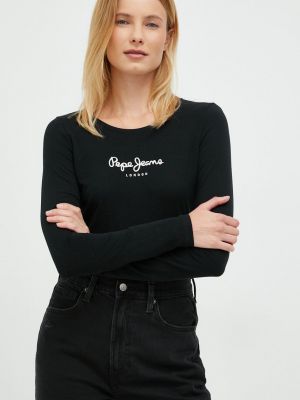 Tricou cu mânecă lungă Pepe Jeans negru