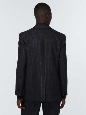 Volnena ukrojena obleka s črtami Saint Laurent črna