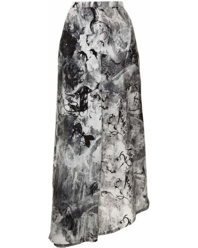 Falda midi con estampado abstracto Yohji Yamamoto negro