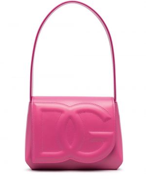 Кожени чанта за ръка Dolce & Gabbana розово
