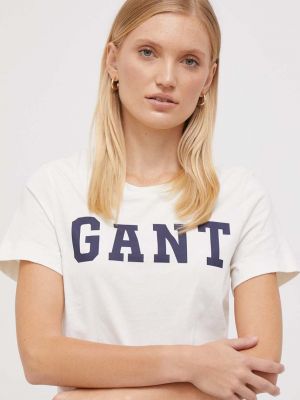 Памучна тениска Gant бежово