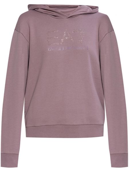 Baskılı hoodie Ea7 Emporio Armani pembe