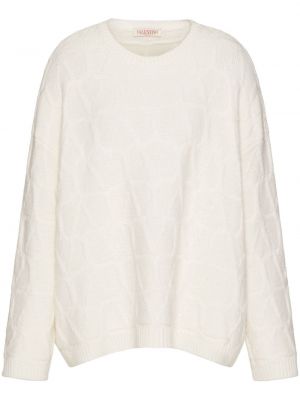 Жакардов вълнен пуловер Valentino Garavani бяло