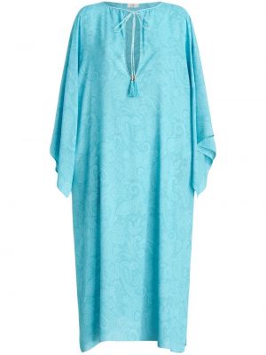 Robe en cachemire à imprimé de plage Etro bleu