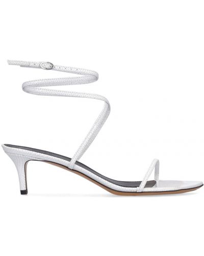 Kožené sandále s potlačou Isabel Marant biela