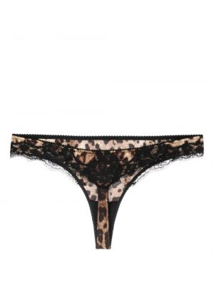 Leopardí kalhotky string s potiskem Dolce & Gabbana hnědé