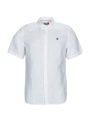 Slim fit lněná košile s krátkými rukávy Timberland bílá