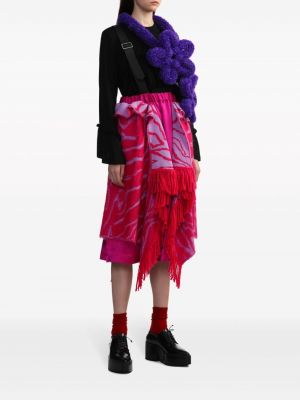 Asymetrické sukně s třásněmi Noir Kei Ninomiya růžové