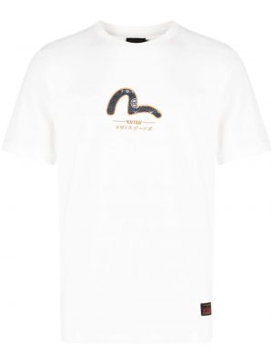 T-shirt en coton avec applique Evisu blanc