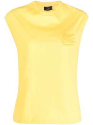 Žluté tričko s výšivkou bez rukávů Etro