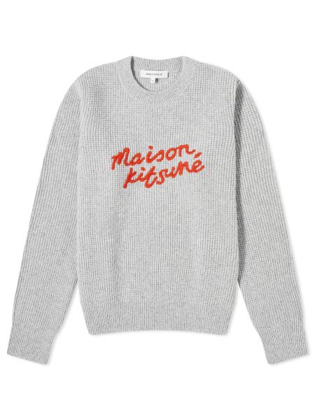 Меланжевый свитер Maison Kitsuné серый