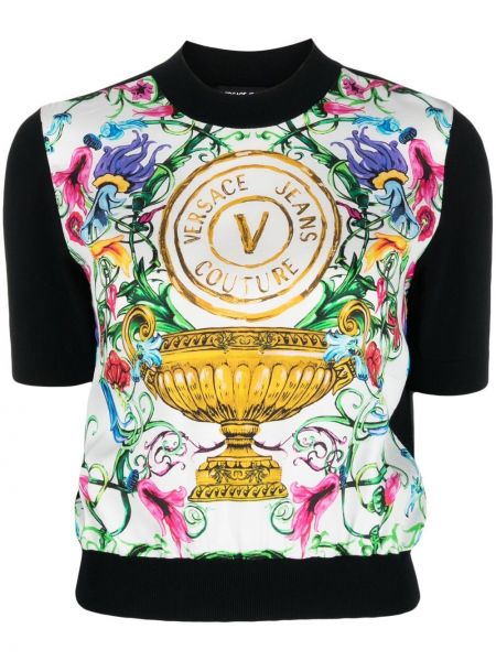 Top con stampa Versace Jeans Couture nero