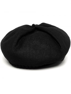 Czarny dzianinowy beret Ys