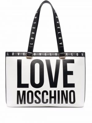 Bolso shopper con estampado Love Moschino blanco