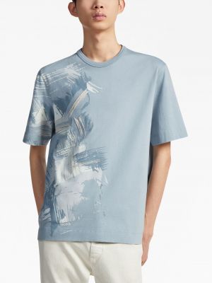 Bavlněné tričko s potiskem Zegna modré