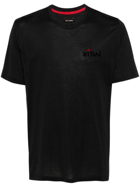 Βαμβακερή μπλούζα Kiton μαύρο